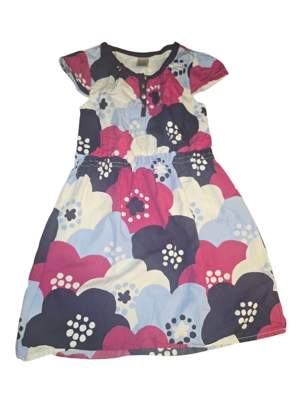Gymboree Floral Short Sleeve Dress in Pink, Navy & Light Blue